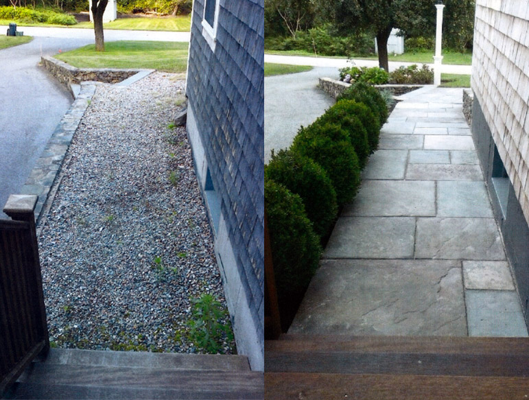 Walkway before and after